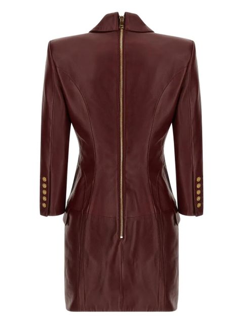 Balmain double-breasted leather mini dress - Red