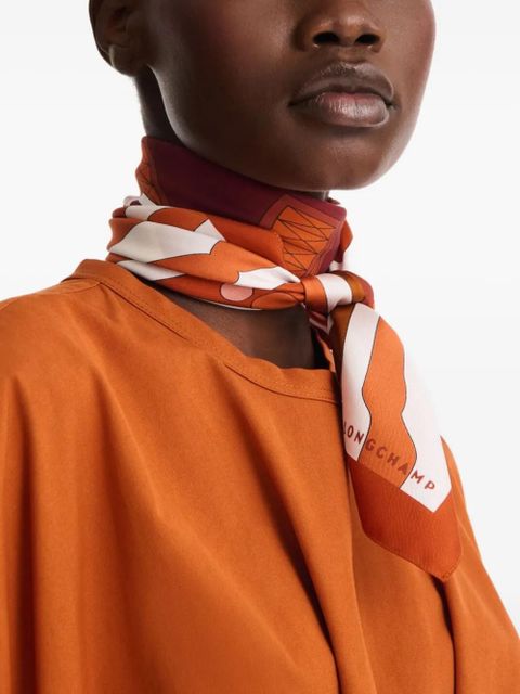 Longchamp Equestrian Tower silk scarf - Orange - zdjęcie produktu nr 2