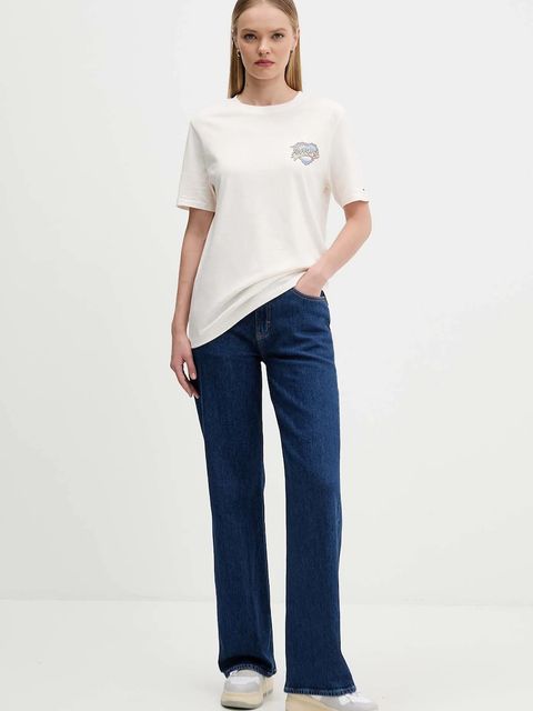 Tommy Jeans t-shirt bawełniany damski kolor beżowy DW0DW21524 - zdjęcie produktu nr 2