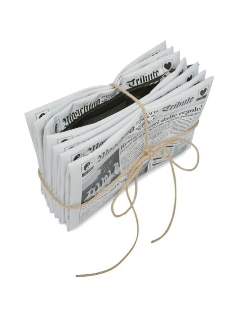 Moschino newspaper-print clutch bag - White