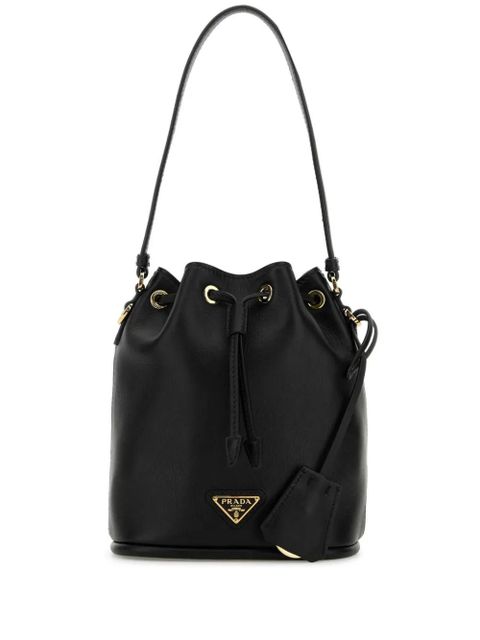 Prada enamel triangle bucket bag - Black - zdjęcie produktu nr 1