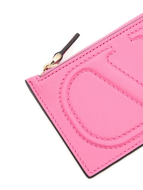 Valentino Garavani VLogo Walk zip card holder in nappa - Pink