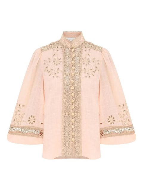 ZIMMERMANN floral-embroidered button shirt - Pink - zdjęcie produktu nr 1