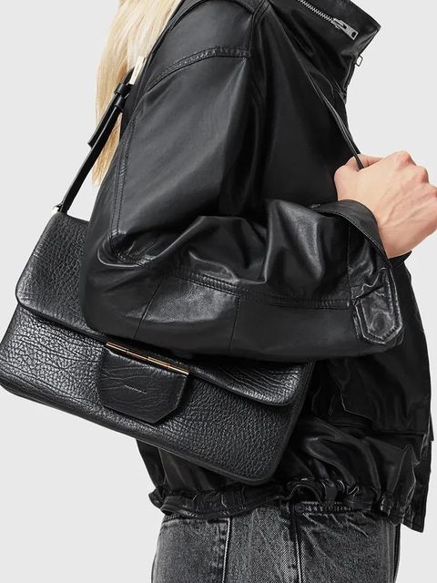 AllSaints torebka skórzana ONDINE kolor czarny W113XC