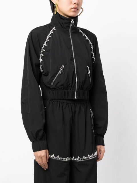 AREA crystal-embellished zip-up jacket - Black