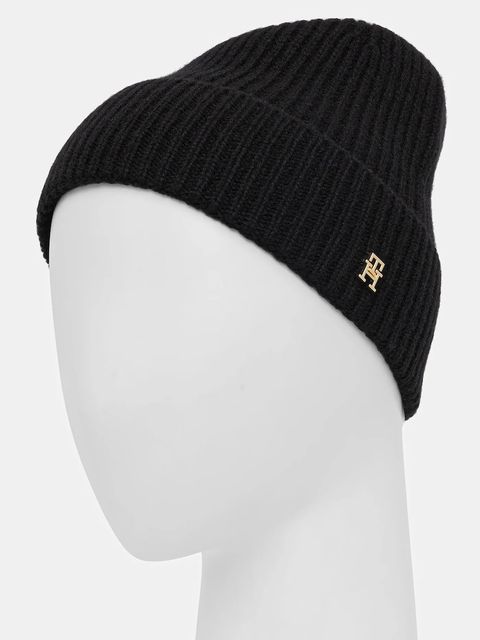 Tommy Hilfiger czapka kaszmirowa kolor czarny AW0AW17772 - zdjęcie produktu nr 2