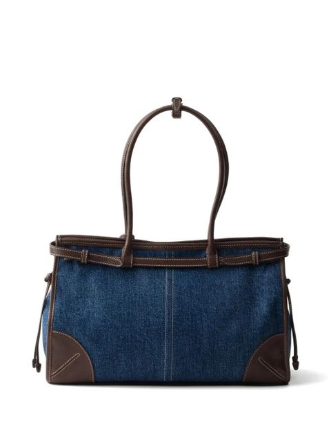 Prada Bonnie large denim and leather handbag - Blue - zdjęcie produktu nr 2