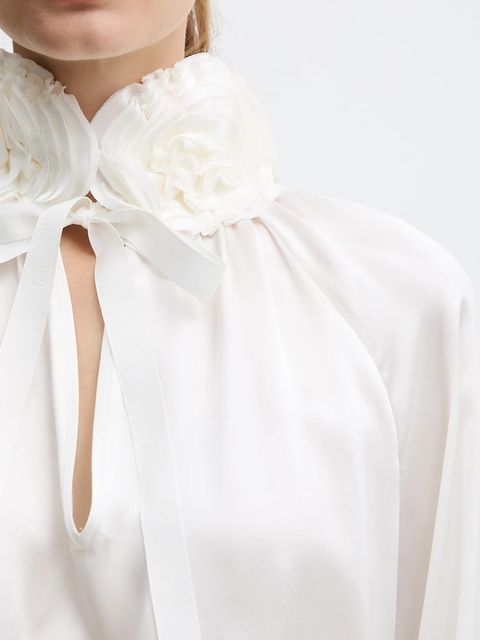 Luisa Spagnoli bluzka jedwabna damska kolor beżowy z aplikacją 542316