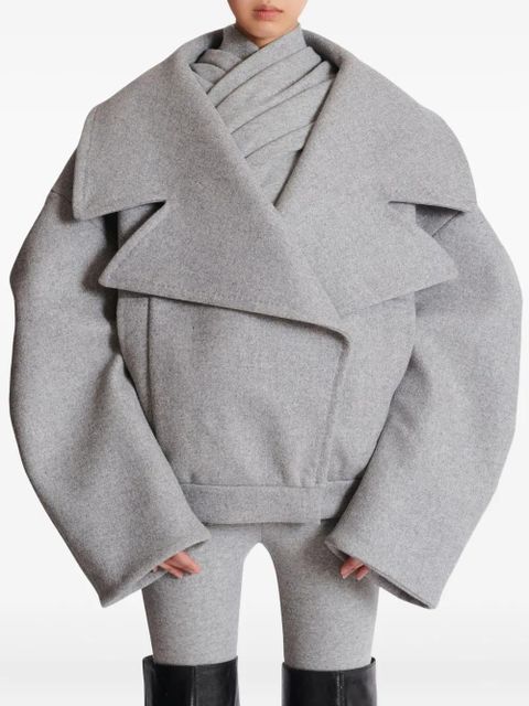 Balmain oversized-lapel wool-cashmere coat - Grey