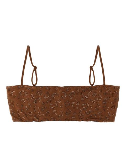 MC2 Saint Barth Athena rhinestone-leopard bikini top - Brown - zdjęcie produktu nr 1