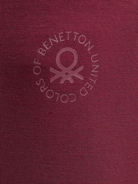 United Colors of Benetton spodnie dresowe damskie kolor bordowy gładkie 3Y2F3F04K - zdjęcie produktu nr 2