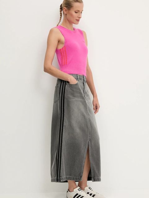 adidas Originals spódnica jeansowa Denim Long Skirt kolor szary maxi prosta JW2659 - zdjęcie produktu nr 2