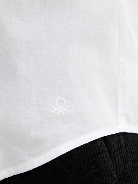 United Colors of Benetton koszula bawełniana damska kolor biały regular z kołnierzykiem klasycznym 5WPQDQ0AX