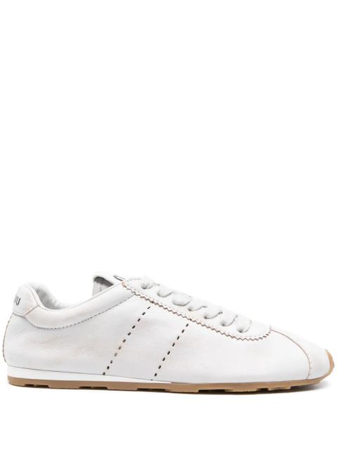 Miu Miu bleached leather sneakers - White - zdjęcie produktu nr 1