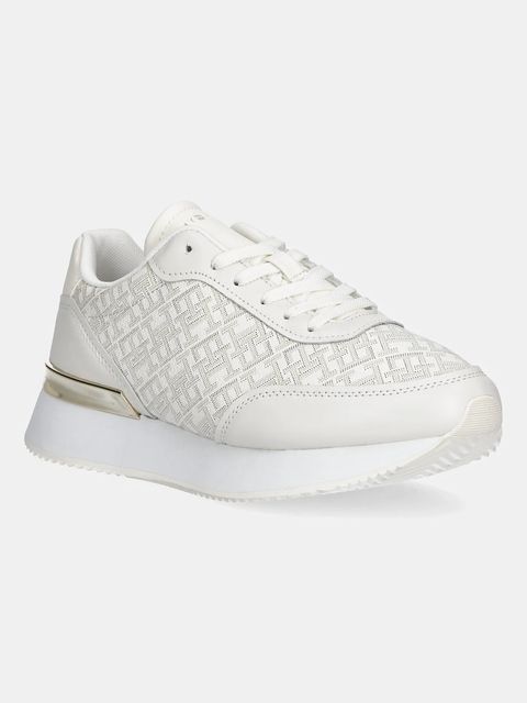 Tommy Hilfiger sneakersy skórzane CHIC MONOGRAM RUNNER damskie kolor beżowy FW0FW09051 - zdjęcie produktu nr 1