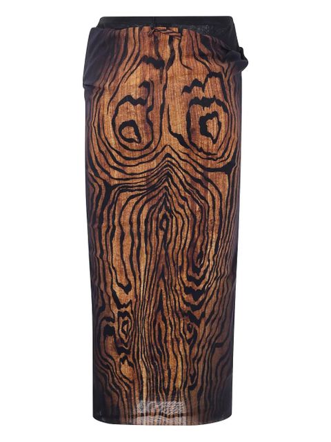 Jean Paul Gaultier wood-print draped skirt - Brown - zdjęcie produktu nr 1