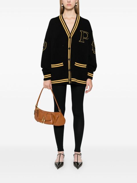Prada logo-appliquéd cardigan - Black
