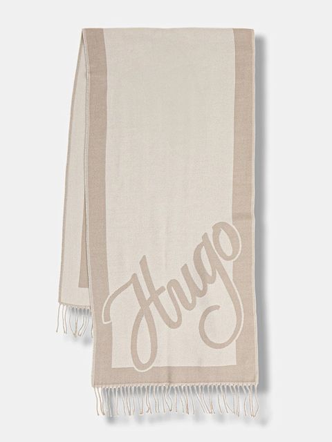 HUGO szalik i rękawiczki damski kolor beżowy wzorzysty 50551647