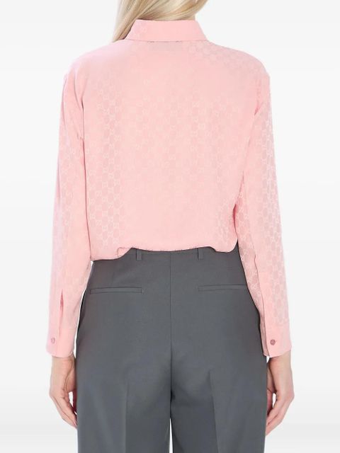 Gucci GG jacquard-pattern buttoned silk shirt - Pink