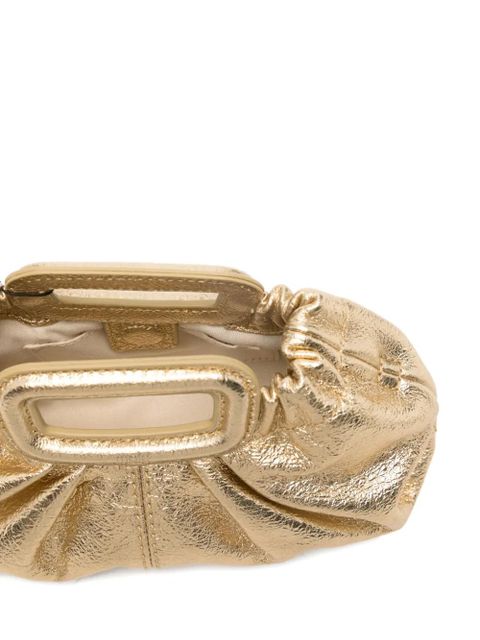 Maje mini ruched leather clutch bag - Gold