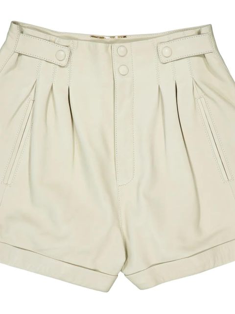 Saint Laurent high-waisted leather shorts - Neutrals