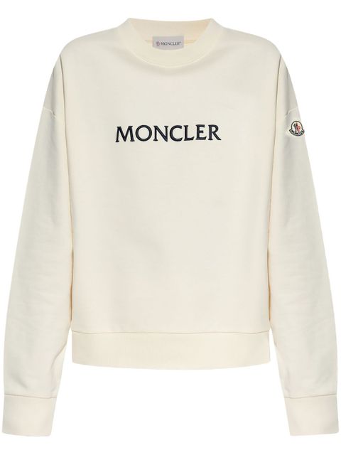 Moncler logo-embroidered cotton sweatshirt - Neutrals - zdjęcie produktu nr 1