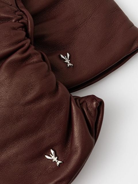 Patrizia Pepe rękawiczki skórzane damskie kolor bordowy 2F0105 L034