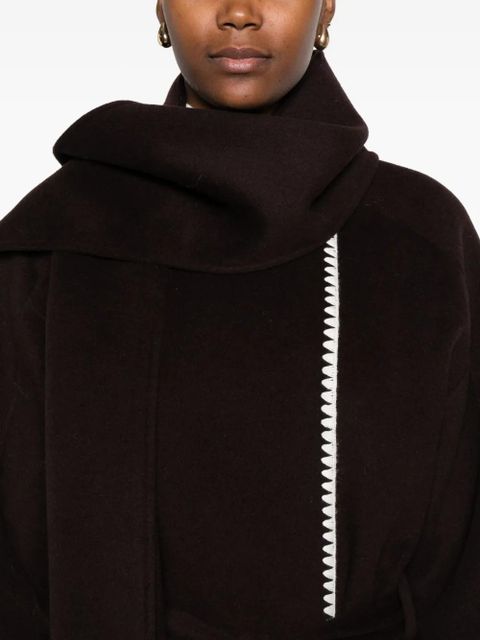 Maje scallop-trimmed belted coat - Brown