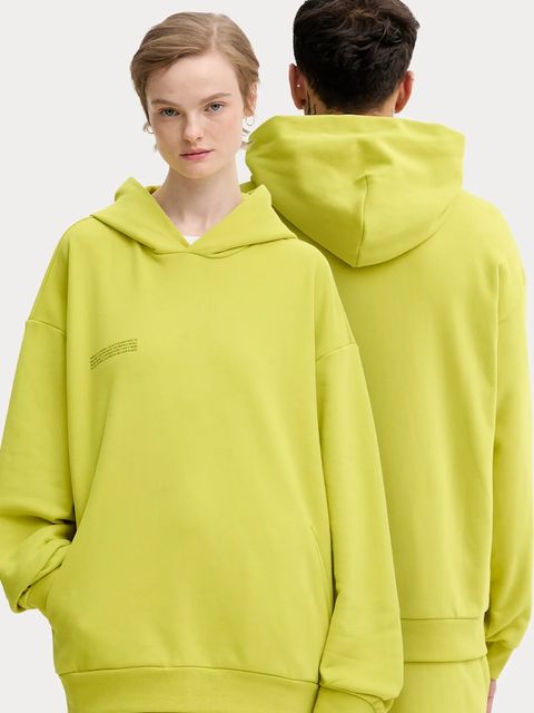 Pangaia bluza bawełniana kolor zielony z kapturem gładka 10000180 - zdjęcie produktu nr 1