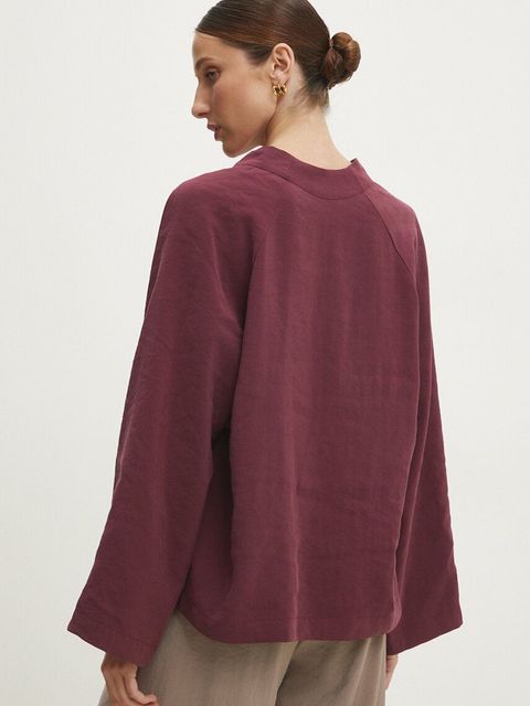 Answear Lab marynarka dwustronna kolor beżowy oversize gładka