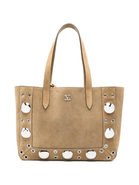 Valentino Garavani Nellcôte eyelet studded shoulder bag - Neutrals - zdjęcie produktu nr 1