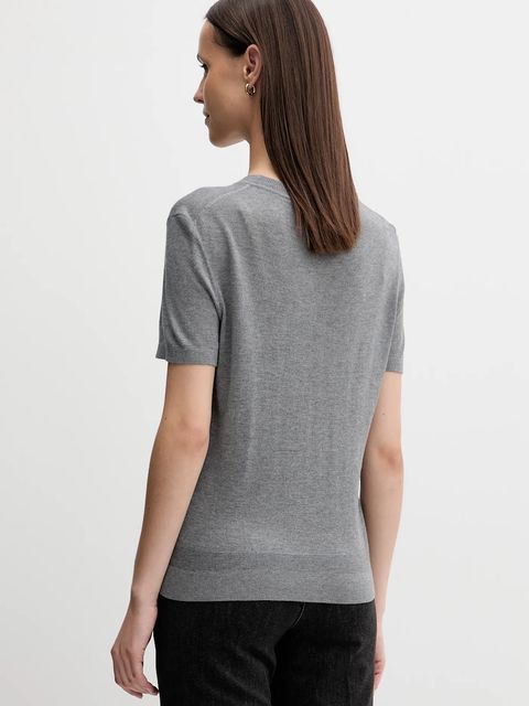 United Colors of Benetton t-shirt z jedwabiem damskie kolor szary 1ZRED10BK - zdjęcie produktu nr 2