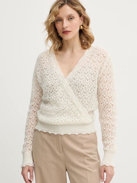 Twinset sweter z dodatkiem moheru damski kolor beżowy lekki 252TT3200 - zdjęcie produktu nr 1