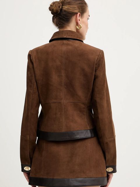 Retrofete kurtka zamszowa Nanna kolor brązowy przejściowa R-FW25-12093-19