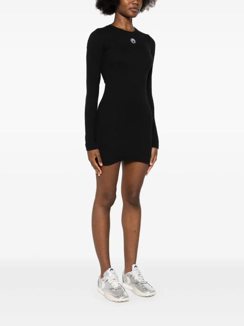Marine Serre Crescent Moon-embroidered mini dress - Black