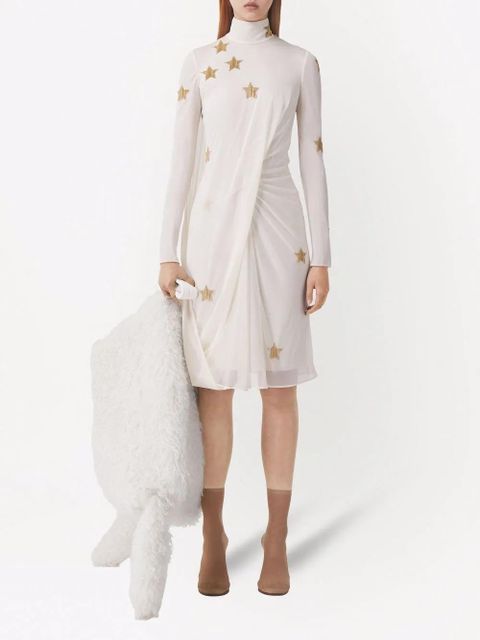 Burberry Silk viscose dress with gold stars - Neutrals