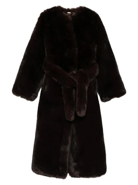 Cult Gaia belted faux-fur coat - Brown - zdjęcie produktu nr 1