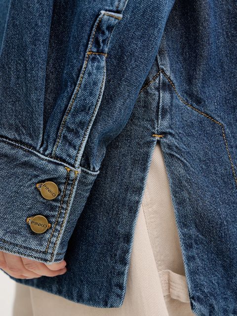 Pinko koszula jeansowa damska kolor niebieski relaxed z kołnierzykiem klasycznym 105669 A2TX