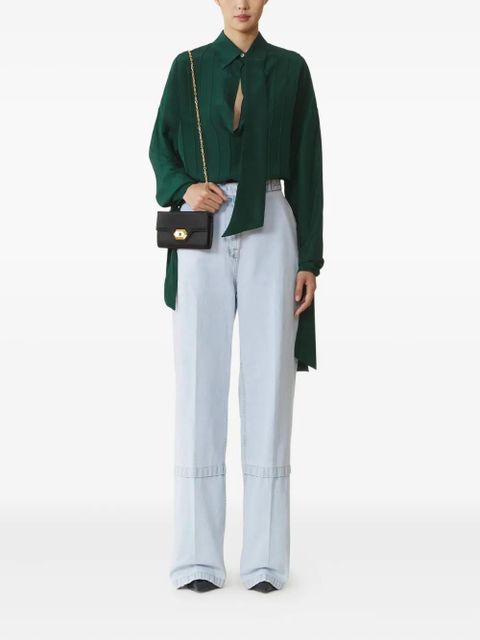 Lanvin pleat-detail silk blouse - Green