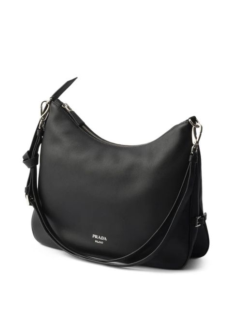Prada large adjustable embossed shoulder bag - Black