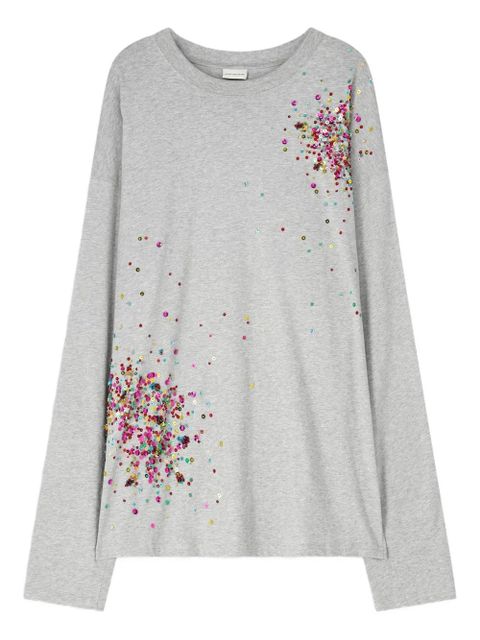 DRIES VAN NOTEN embellished long-sleeve T-shirt - Grey - zdjęcie produktu nr 1