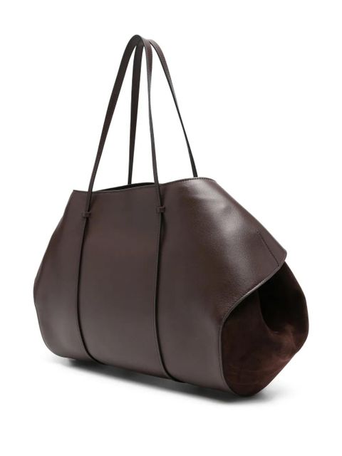 NEOUS leather-trimmed suede shoulder bag - Brown