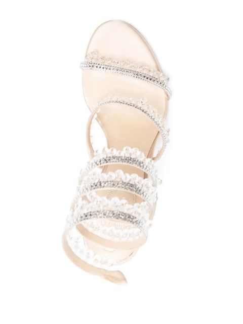 René Caovilla 100mm Cleo crystal-embellished sandals - Neutrals