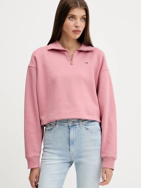 Tommy Jeans bluza damska kolor różowy gładka DW0DW20946 - zdjęcie produktu nr 1