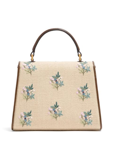 Valentino Garavani VSling small handbag in linen with embroidery - Neutrals