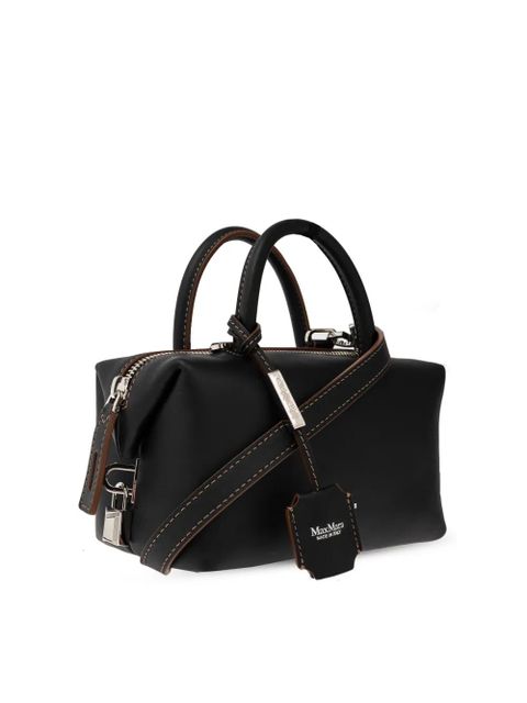 Max Mara logo-print leather tote bag - Black