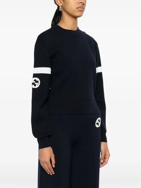 Gucci Interlocking G waffle-knit jumper - Blue