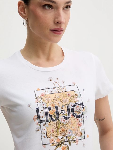 Liu Jo t-shirt bawełniany damski kolor biały WA6493 JS923