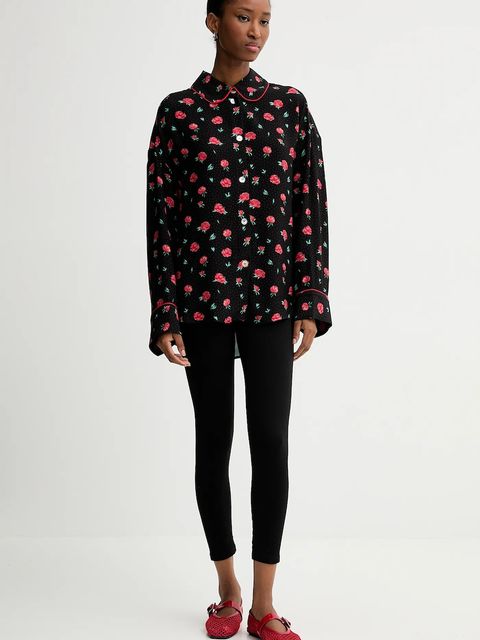 The Sleeper koszula damska kolor czarny relaxed z kołnierzykiem klasycznym PSSR03F021N