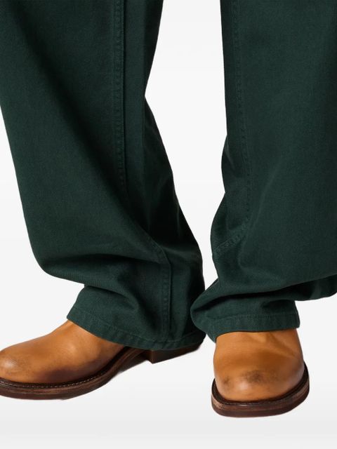 Miu Miu logo-embroidered trousers - Green